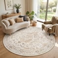 thumbnail image 1 of FEELHOME 6'x6' Round Area Rug Machine Washable Vintage Distressed Soft Non Slip Carpet for Living Room Bedroom Dining Room Taupe, 1 of 6