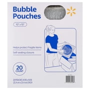 Walmart Self-Sealing Bubble Pouches, Clear, 10" x 10", 20 Count