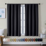 OVZME Short Black Blackout Curtains for Bedroom 54 inch Long 2 Panels Set, Solid Thermal Insulated, Energy Saving Window Treatment Curtains, W40 x L54 inch, Bla