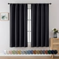 thumbnail image 1 of OVZME 2PCS Black Blackout Curtains 63 inch Length for Living Room, Thermal Insulated with Rod Pocket, Room Darkening Window Curtain Drapes for Bedroom, W40 x L63 inch, 2 Panels, Black, 1 of 8