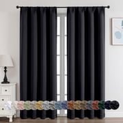 OVZME 2 Panels Set Black Blackout Curtains for Bedroom 72 inch Long, Privacy Thermal Insulated Rod Pocket Door Window Curtains for Living Room Bathroom, W40 x L