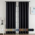thumbnail image 1 of OVZME 2 Panels Black Blackout Window Curtains 84 inch Length, Thermal Insulated Room Darkening Curtain Drapes for Living Room Bedroom, W40 x L84 inch, Set of 2, Black, 1 of 9