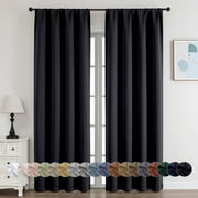 OVZME 2 Panels Black Blackout Window Curtains 84 inch Length, Thermal Insulated Room Darkening Curtain Drapes for Living Room Bedroom, W40 x L84 inch, Set of 2, Black