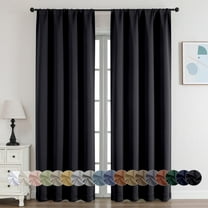 OVZME 2 Panels Black Blackout Window Curtains 84 inch Length, Thermal Insulated Room Darkening Curtain Drapes for Living Room Bedroom, W40 x L84 inch, Set of 2, Black