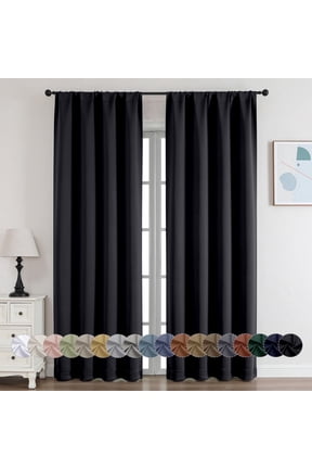 2 Panels Black Blackout Window Curtains 84 inch Length, Thermal Insulated Room Darkening Curtain Drapes for Living Room Bedroom, W40 x L84 inch, Set of 2, Black