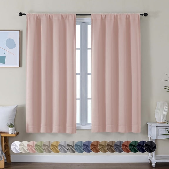OVZME 2 Panels Set Pink Blush Blackout Curtains for Small Window, 54 inch Long Short Curtains for Living Room Bedroom, W30 x L54 inch, Blush Pink