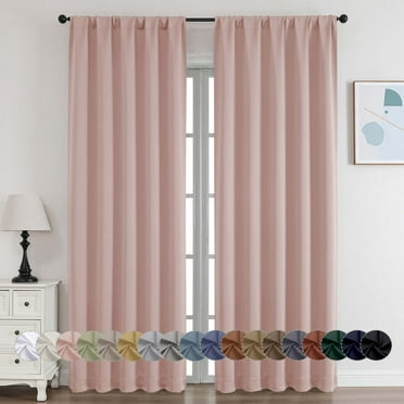 OVZME 2 Panels Set Blush Blackout Curtains for Living Room 84 Inch Length, Solid Thermal Insulated Privacy Bedroom Window Treatment Curtains Blackout Drapes, W40 x L84 Inch, Blush Pink