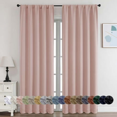 OVZME 2 Panels Set Blush Blackout Curtains for Living Room 84 Inch Length, Solid Thermal Insulated Privacy Bedroom Window Treatment Curtains Blackout Drapes, W40 x L84 Inch, Blush Pink