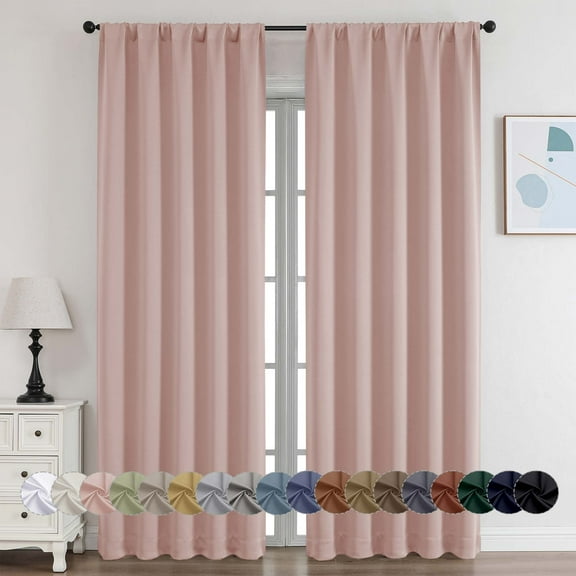 OVZME 2 Panels Set Blush Blackout Curtains for Living Room 84 Inch Length, Solid Thermal Insulated Privacy Bedroom Window Treatment Curtains Blackout Drapes, W40 x L84 Inch, Blush Pink