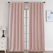 OVZME Blush Blackout Curtains 96 Inches Long 2 Panels, Solid Thermal Insulated Drapes with Rod Pocket, Room Darkening Window Treatment for Living Room Bedroom, 
