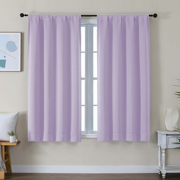 OVZME Lavender Short 54 Inch Blackout Curtains for Bedroom, Living Room and Nursery, 2 Panels Thermal Insulated Drapes for Privacy and Energy Saving, 40W x 54L, Lavender