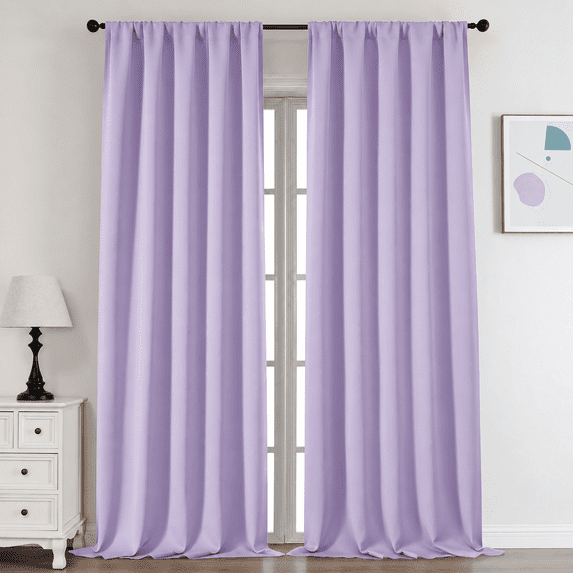 OVZME Lavender Blackout Curtains 96 Inches Long 2 Panels, Solid Thermal Insulated Drapes with Rod Pocket, Room Darkening Window Treatment for Living Room, Each W50 x L96 Inch