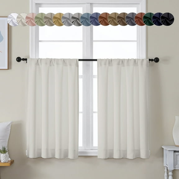 OVZME Short Blackout Curtains 36 inch Long, Thermal Insulated Room Darkening Drapes for Kitchen, Small Window Curtains, W40xL36 inch, Set of 2 Panels, Natural Pearl