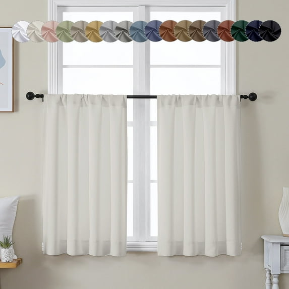 OVZME Short Blackout Curtains 36 inch Long, Thermal Insulated Room Darkening Drapes for Kitchen, Small Window Curtains, W40xL36 inch, Set of 2 Panels, Natural Pearl