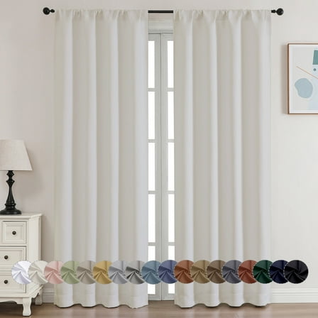 OVZME Natural Light Filtering Curtain Drapes 72 inch Length 2 Panels Set, Room Darkening Window Treatment for Patio French Door Front Door Bedroom, W40 x L72 inch