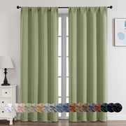 OVZME Blackout Curtains for Bedroom 72 inch Long, 2 Panels Set, Privacy Thermal Insulated Rod Pocket Curtain Drapes for Patio French Door Front Door, W40 x L72 inch, Sage Green