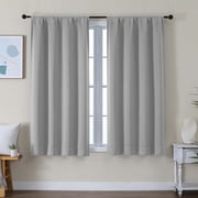 OVZME Silver Short 54 Inch Blackout Curtains for Bedroom, Living Room and Nursery, 2 Panels Thermal Insulated Drapes for Privacy and Energy Saving, 40W x 54L, S
