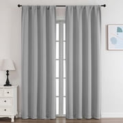 OVZME Silver Blackout Curtains for Bedroom 84 Inch Long 2 Panels Set, Thermal Insulated Drapes for Privacy in Living Room and Nursery, 40W x 84L Inch, Silver