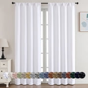 OVZME Pure White Light Filtering Curtain Drapes for Bedroom 72 inch Length 2 Panels Set, Room Darkening Window Treatment, Soft Casual Rod Pocket Privacy Curtains, W40 x L72 inch, White