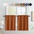 thumbnail image 1 of OVZME Bethany 2 Panels Small Cafe Curtains 30 Inch Length, Faux Linen Textured Half Window Curtains for Kitchen Bathroom Farmhouse Country, Light Filtering Short Curtains, Each 30"Wx30"L Orange, 1 of 7
