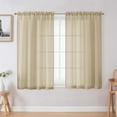 thumbnail image 1 of OVZME Taupe Crushed Sheer Curtains 45 inch Length 2 Panels, Elegant Crushed Solid Curtains for Nursery/Bedroom/Living Room, Top Rod Pocket Airy Breathable Farmhouse Decor, Each 42Wx45L inch, Taupe, 1 of 7