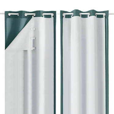 OVZME 100% Blackout Curtain Liner 2 Panels Set for Cortinas Para Habitacion , Greyish White Black Out Curtains Liner for 63 Inch Behind Curtains, Liners Per Set with 14 Pieces Rings, Each 40" Wx58 L