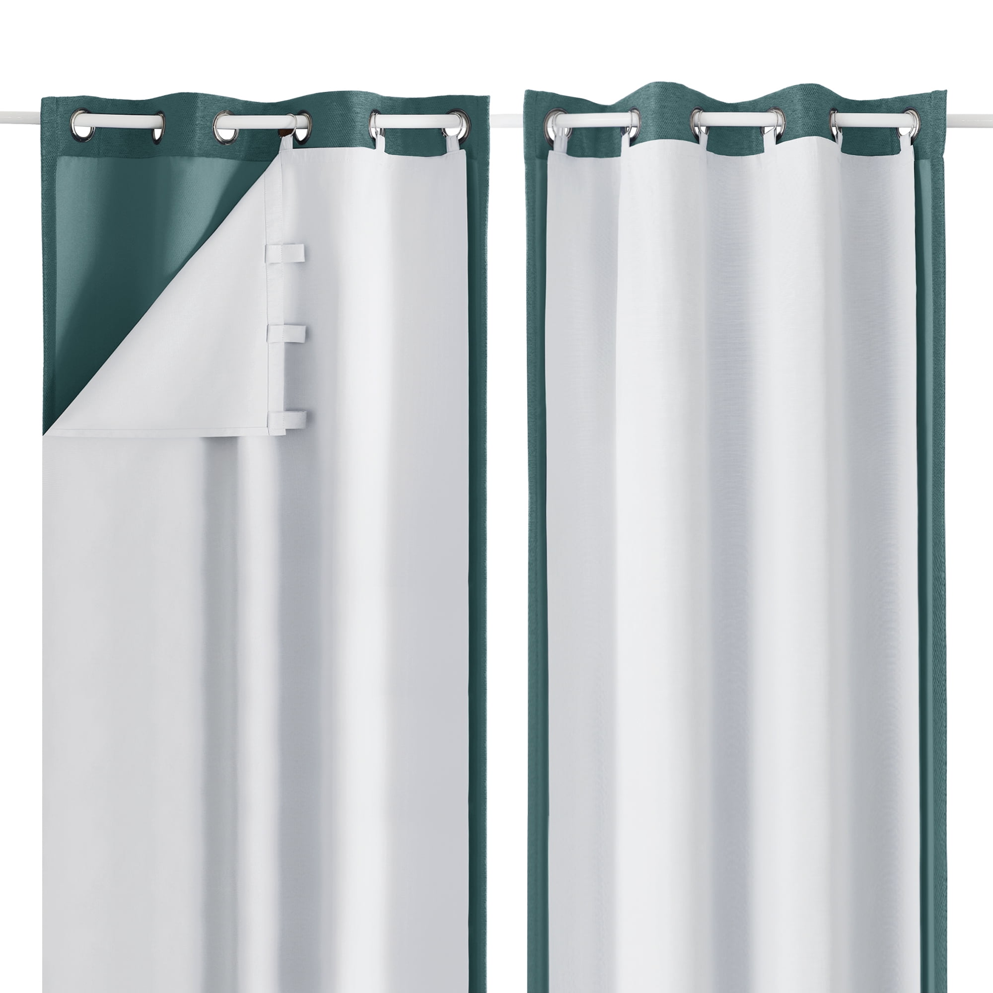 OVZME White Blackout Liner Curtains and Drapes, Keep Warming Black Out Energy Efficient Curtains