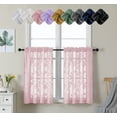 thumbnail image 1 of OVZME Darla Blush 2PCS Sheer Kitchen Curtain Tiers, 36 Inches Long, Leaf Jacquard Light Filtering Textured Short Half Curtains for Bathroom Basement, Each 30x36 Inches, Blush Pink, 1 of 7