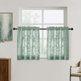 thumbnail image 1 of OVZME Darla Sage Green 2PCS Small Sheer Curtains 24Inch Length, Light Filtering Leaf Tufted Textured Kitchen Curtain Tiers, Short Window Curtains for Bathroom Basement 30x24 Inches, Sage Green, 1 of 6