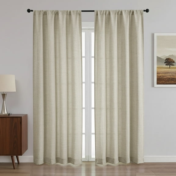 OVZME Judy Linen Curtains 84 Inches Long 2 Panels, Light Filtering Faux Linen Textured Window Curtains for Living Room, Soft Airy Farmhouse Bedroom Curtain, Each 42Wx84L, Linen
