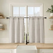 OVZME Judy 2 Panels Linen Cafe Curtains 36 Inch Length, Thick Textured Small Kitchen Curtains Over Sink, Short Tiers for Bathroom Basement Cabinet RV Camper, 30x36 Inch, 2PCS