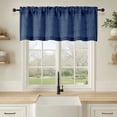 thumbnail image 1 of OVZME Judy Navy Blue Valance for Farmhouse Kitchen, Thick Textured Light Filtering Short Curtain with Dual Rod Pocket for Bathroom Basement,1 Panel 60 x 18 Inches, 1 of 7