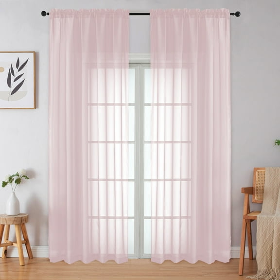 OVZME Blush Sheer Curtains 90" Long 2 Panels Set for Living Room & Bedroom, Premium Lightweight Voile Sheer Drapes with Rod Pocket - Each Panel 59" Wide x 90" Length, Blush