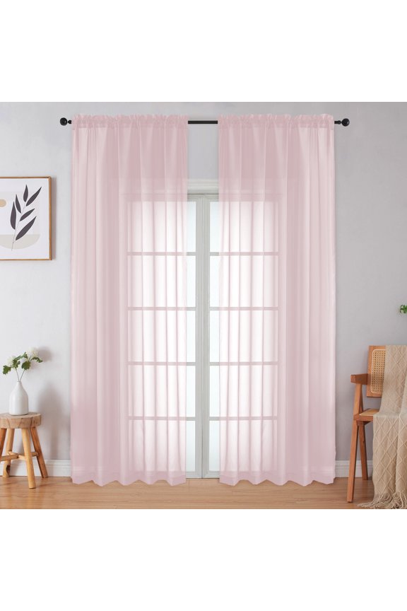 Blush Sheer Curtains 90" Long 2 Panels Set for Living Room & Bedroom, Premium Lightweight Voile Sheer Drapes with Rod Pocket - Each Panel 59" Wide x 90" Length, Blush