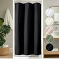 thumbnail image 1 of OVZME Black Stall Fabric Shower Curtain - 36"Wx72"L Waffle Weave Hotel Luxury Weighted Cloth Bath Curtain for Bathroom, Narrow Stall Size, Machine Washable, 36Wx72L inches, Black, 1 of 7