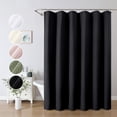 thumbnail image 1 of OVZME Hotel Luxury Black Waffle Textured Soft Fabric Shower Curtain, 72"x72" Heavy Duty, 1 of 7