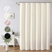 OVZME Cream Extra Long Waffle Textured Cloth Shower Curtain - 96 inch Long Hotel Luxury Heavy Duty Soft Fabric Shower Curtains for Bathroom, 72"Wx96"H, Cream