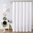 thumbnail image 1 of OVZME White Extra Long Waffle Textured Cloth Shower Curtain - 96 inch Long Hotel Luxury Heavy Duty Soft Fabric Shower Curtains for Bathroom, 72"Wx96"H, White, 1 of 7