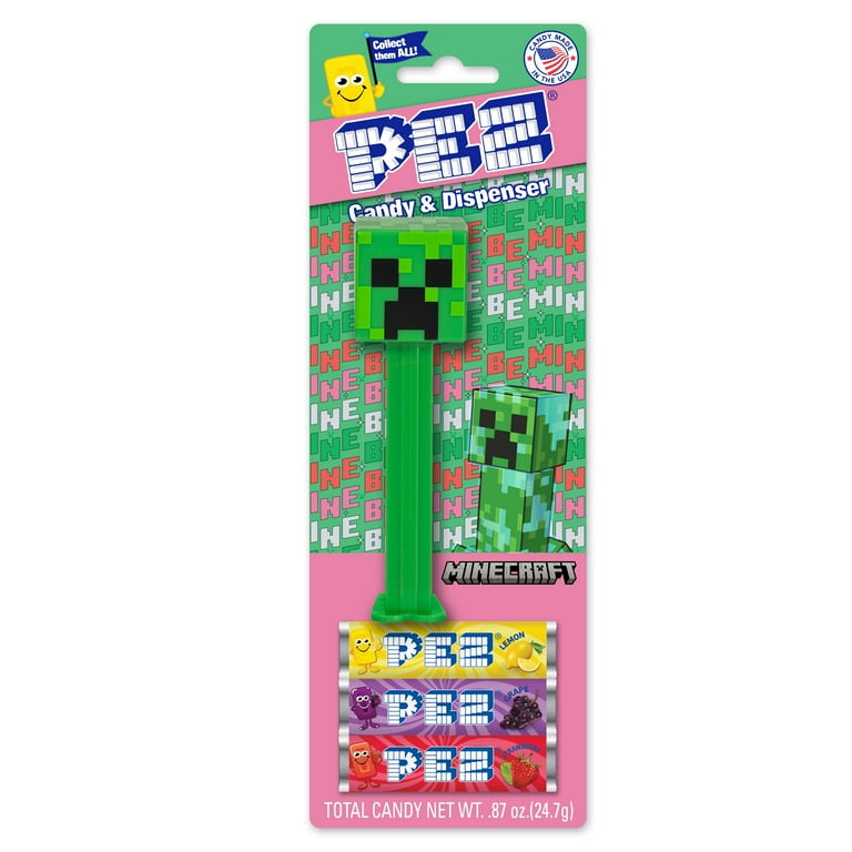 WM PEZ Valentine Minecraft Creeper Blister, 1 Candy Dispenser Plus