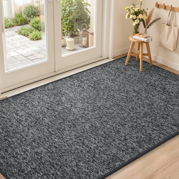 SIXHOME Door Mats for Inside 24"x47" Non Slip Rubber Welcome Mat for Inside Low-Profile Dirt Trapper Indoor Door Mats for Entryway Soft Absorbent Washable Entry Rug Floor Mats Modern Doormat Gray