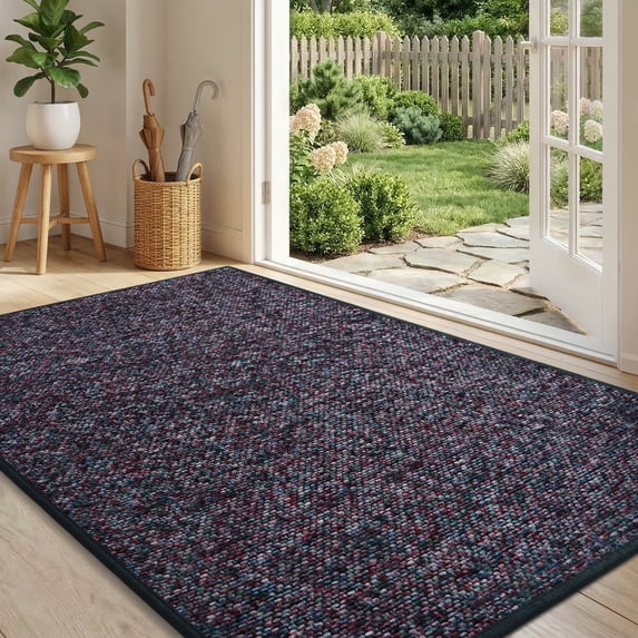 SIXHOME Door Mats for Inside 24"x35" Non Slip Rubber Welcome Mat for Inside Low-Profile Dirt Trapper Indoor Door Mats for Entryway Soft Absorbent Washable Entry Rug Floor Mats Modern Doormat Purple