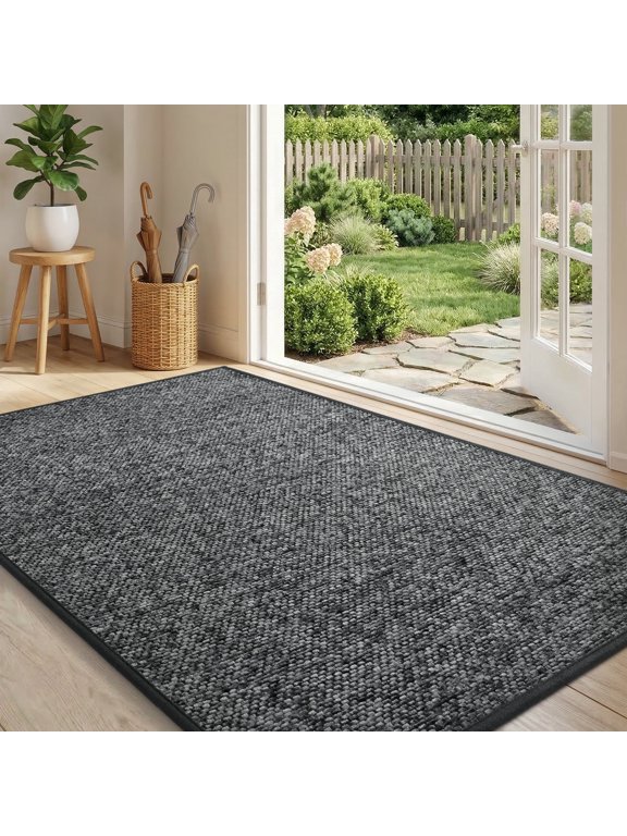 Door Mats for Inside 24"x35" Non Slip Rubber Welcome Mat for Inside Low-Profile Dirt Trapper Indoor Door Mats for Entryway Soft Absorbent Washable Entry Rug Floor Mats Modern Doormat Gray