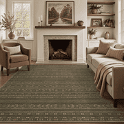 SIXHOME 8x10 Washable Area Rug Non Slip Vintage Boho Tribal Rug for Living Room Bedroom Low Pile Farmhouse Green