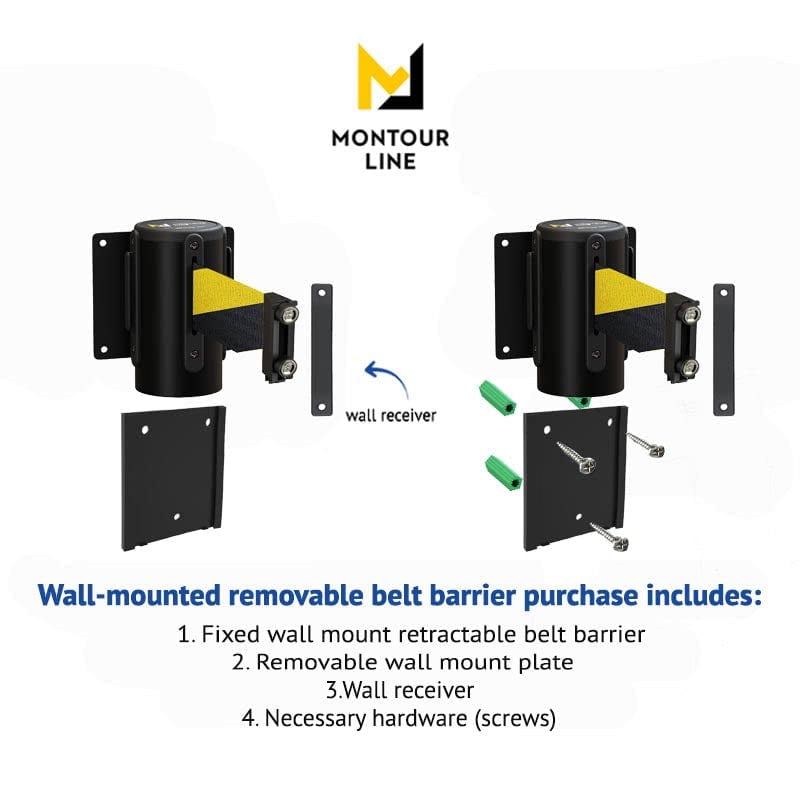 Retractable Barrier Barydat 16.4 Ft Magnetic Retractable Wall Mount Barrier, Crowd Control Safety Belt With Abs Case For Grocery Retail Store Stadium Black Yellow Rope 16.4 Ft Crowd Control Belt - View #9