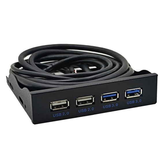 WM25 USB Front Panel, High Speed 4 Ports 2 USB 3.0+2 USB 2.0 Hub, 19PIN/9 Pin 3.5 Inch Front