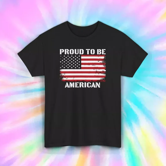 Hot Trending T-Shirt With Proud To Be American Usa Flag Graphic T-Shirt Design Preview Only
