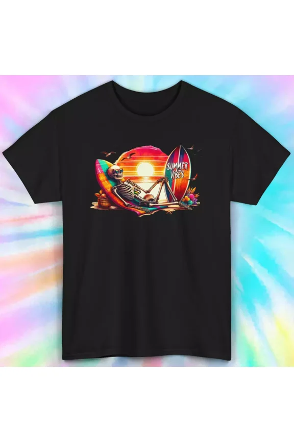 Hot Trending T-Shirt With Endless Summer Vibes Skeleton | Sunset Surf Graphic T-Shirt | Design Preview Only