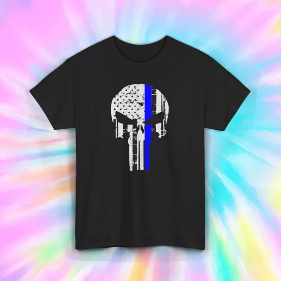 Hot Trending T-Shirt With Thin Blue Line T-Shirt | Police Support | Punisher Graphic Shirt Design Preview Only
