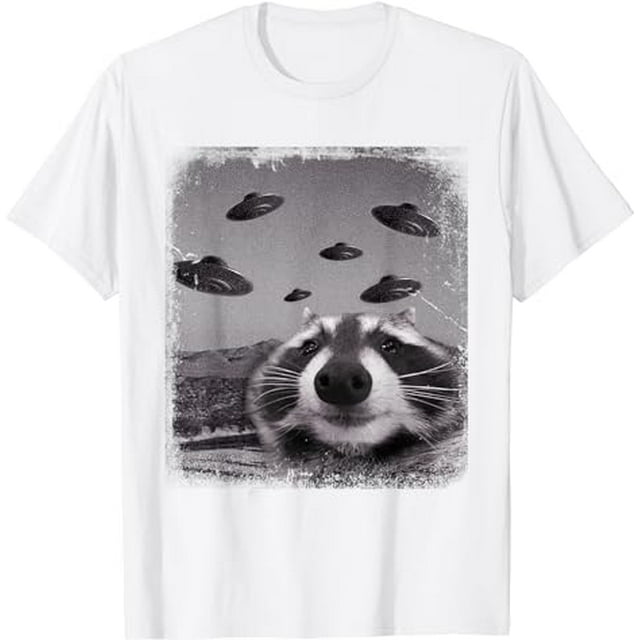 Alien UFO Racoon Meme Funny TShirt