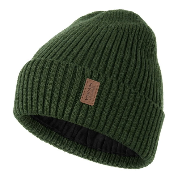 WMCAPS Warm Beanie Hats for Men Women, Fleece Lined Beanie Warm Winter Caps Unisex Fashion Knit Cuffed Cap(Army Green)